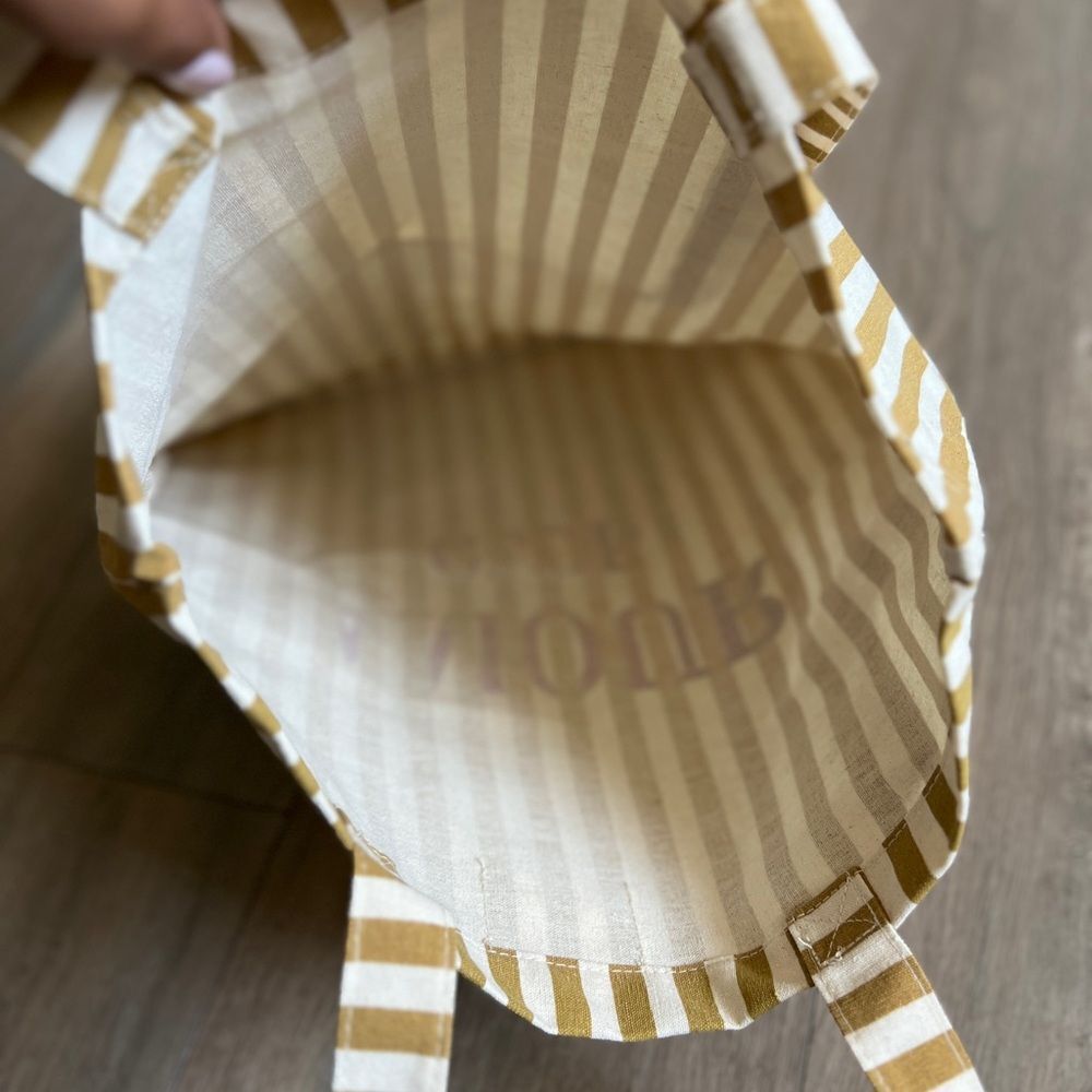 SEZANE Canvas "Amour Club" Striped Tote Bag - Picture 5 of 6